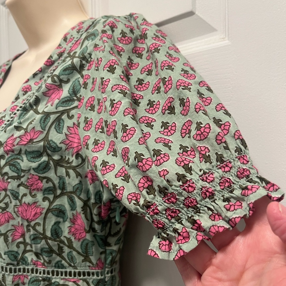 Anthropologie DRA Green Floral Cotton Midi - Size Medium - EUC - Picture 7 of 13